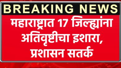 महाराष्ट्रात १७ जिल्ह्यांना अतिवृष्टीचा इशारा, प्रशासन सतर्क, या जिल्ह्यांना इशारा.